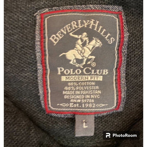 BEVERLY HILLS POLO CLUB gray polo - modern fit - men's large - Picture 3 of 3